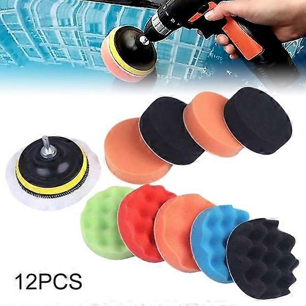 12PC 3" Sponge Pad Drill Adapter Kit - Gross Polish Polishing Buffer Pad