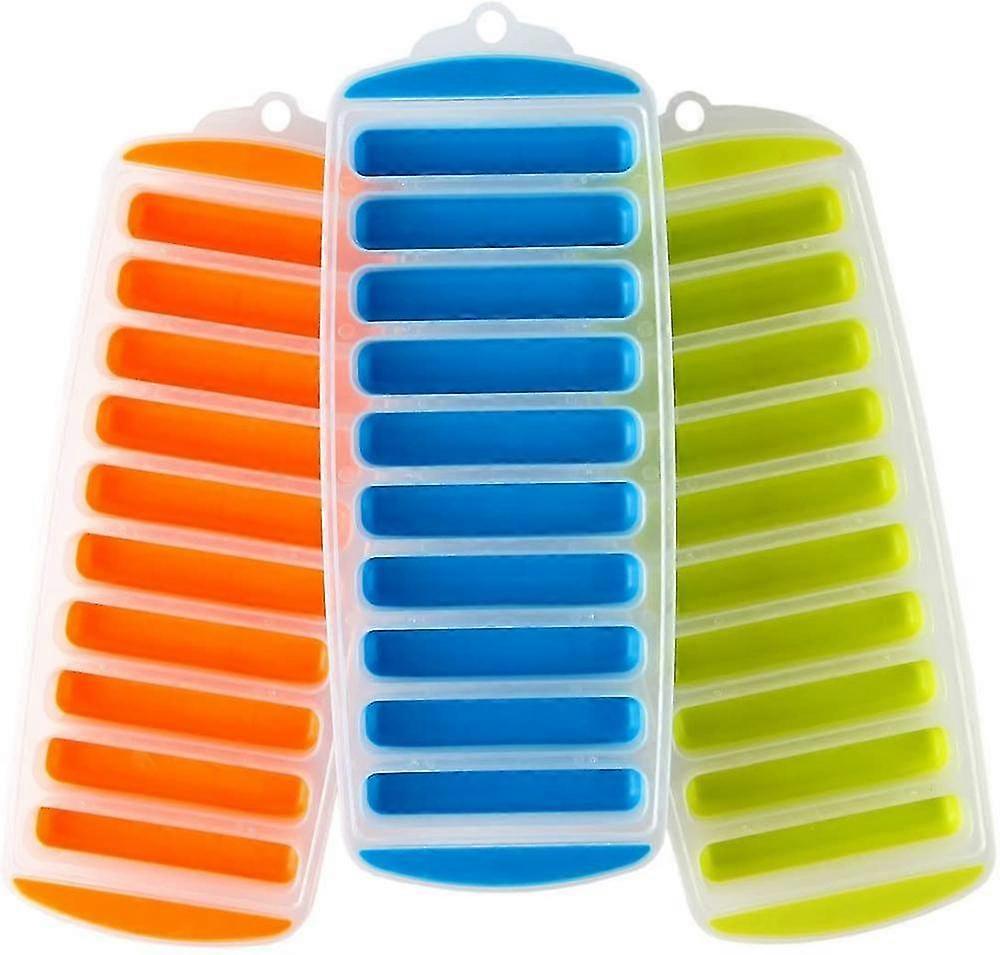 Three Ice Cube Tray,Sticksilicone Narrow Ice Stick Cube Trays,With Easy Push And Pop Out Material