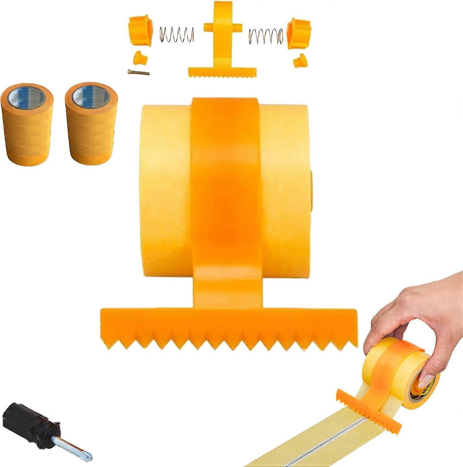 Double-Row Rolling Masking Tape Applicator Dispenser, Masking Master Tape Dispenser, Portable Masking Kit, Adjustable Seam Taping Line Pulling (Tape D