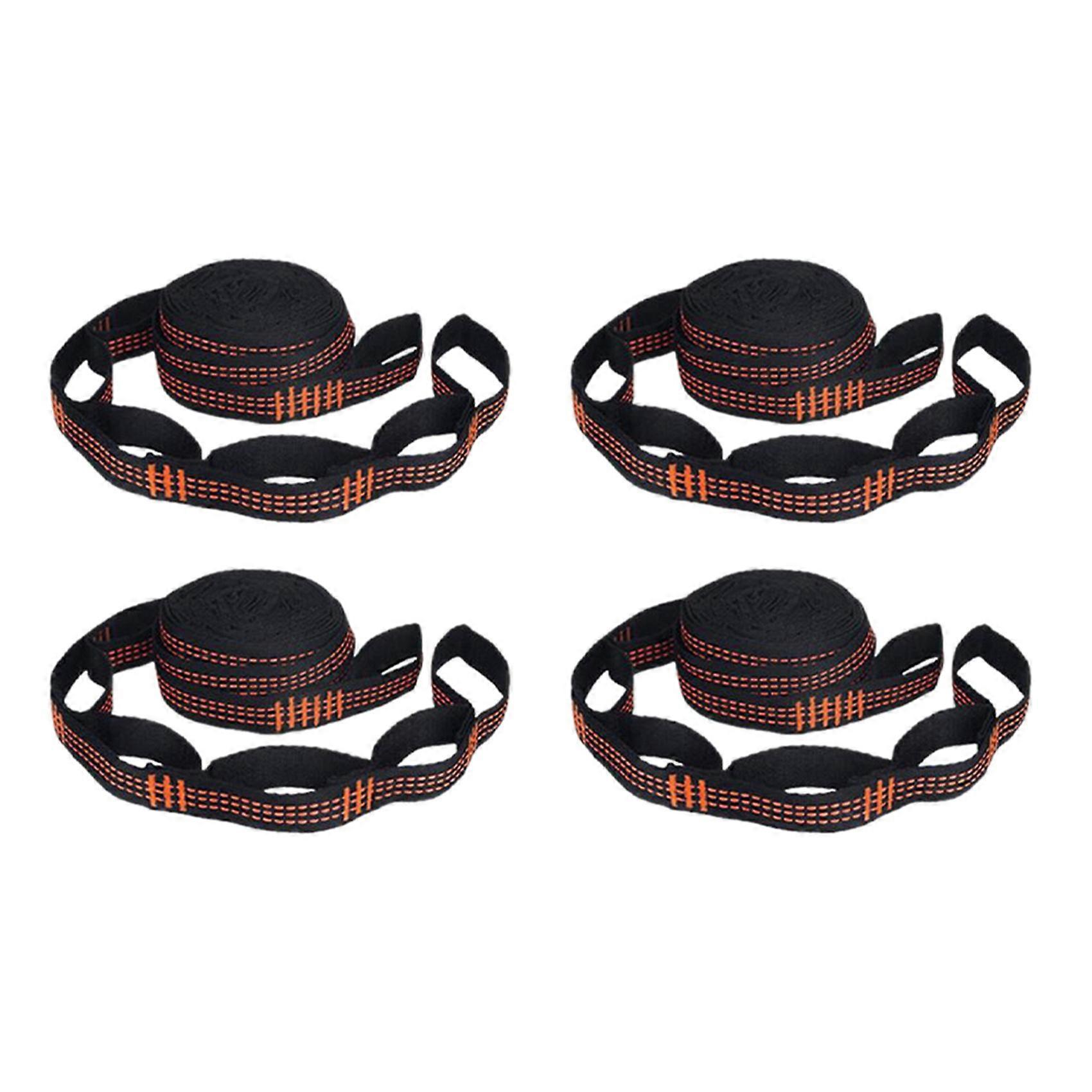 4 Pcs 5-Ring High Load-Bearing Hammock Straps Reinforced Polyester for Home Outdoor Hammock-Orange