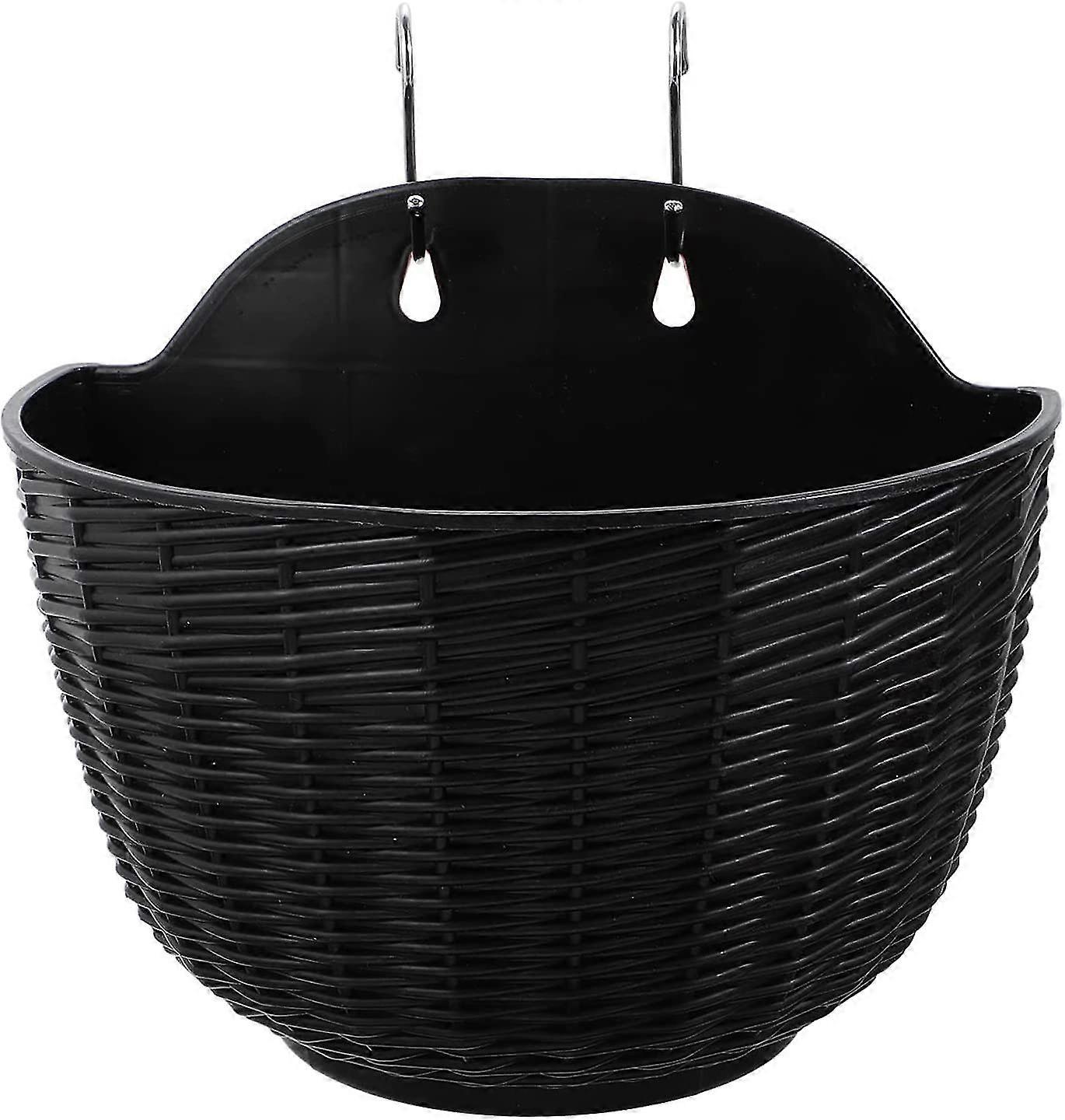 Wall Railing Hanging Planters, Plastic Fence Flower Pots Plants Container With Hooksblack T