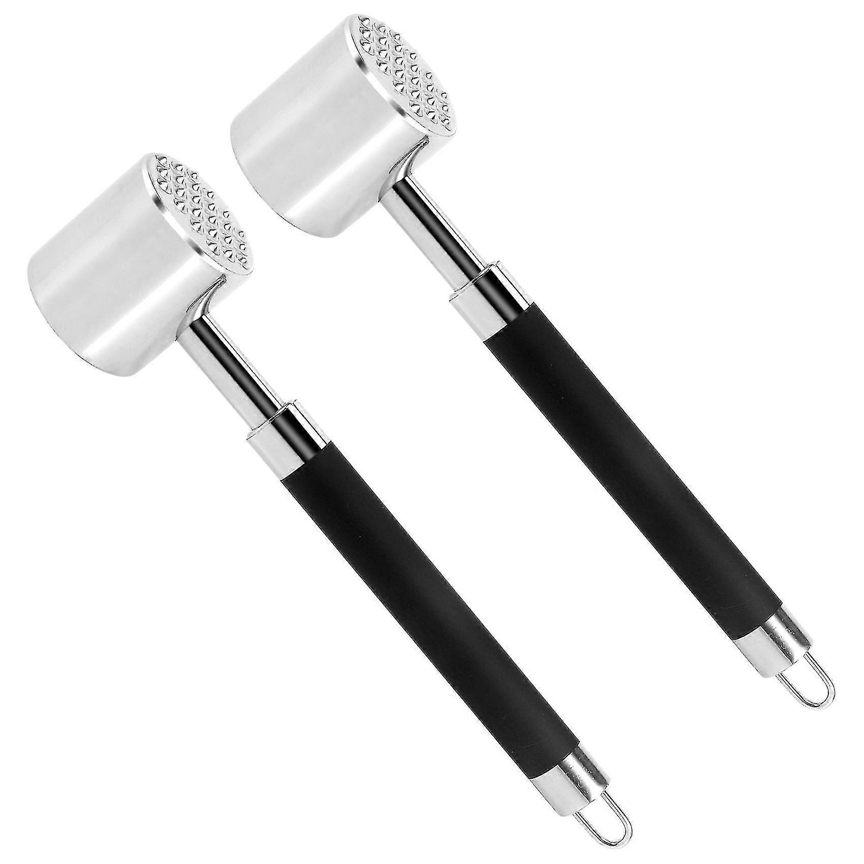 2 Pcs Meat Tenderizer Mallet Tool,manual Hammer Pounder With Non Slip Silicone Handle For Tenderizi