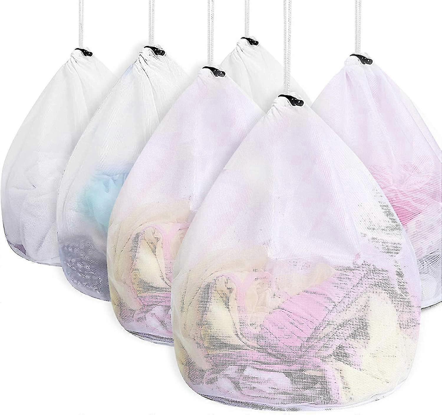 6 Pieces Laundry Bag Washing Machine With Cord Stopper Reusable Large