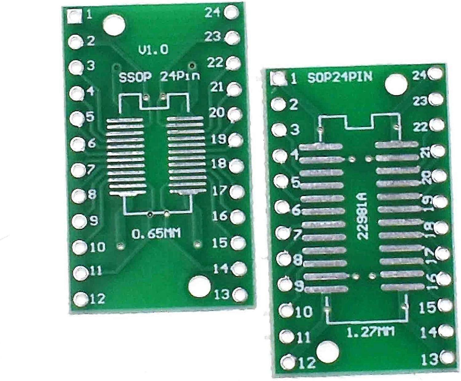 10 قطع Smd To Dip Adapter Pcb Proto Board Kit Sop8 Sop10 Sop14 Sop16 Sop20 Sop24 Sop28 0402/0603/0805 Smt Sot89 / sot223 Tqfp100 لوحة محول (sop24)