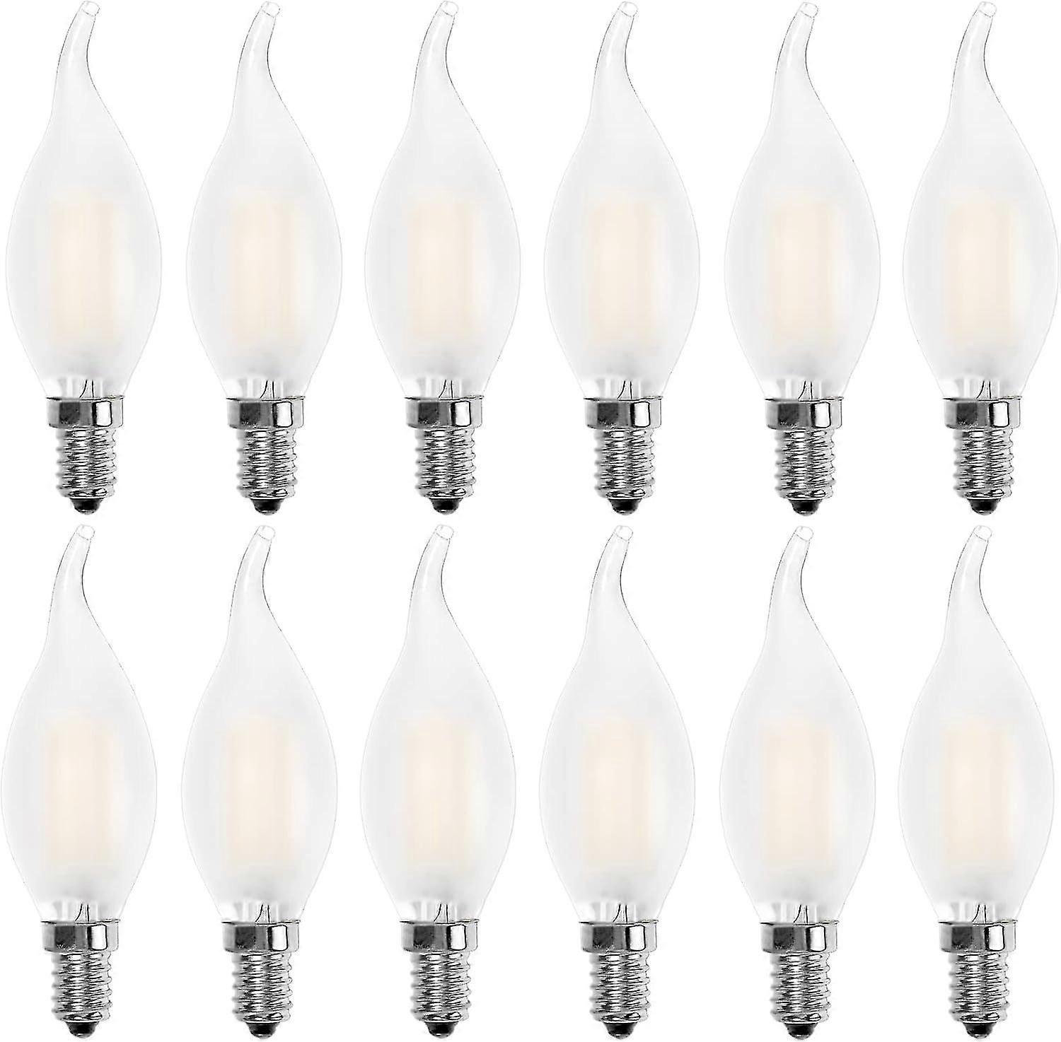 E14 フレーム LED 電球、キャンドル型、ウォーム ホワイト 2700k、4w 白熱灯相当 40w、400lm、12 個入り