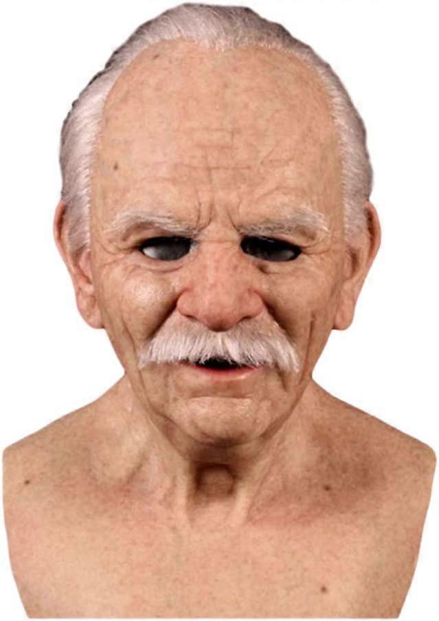 Old Man Mask - Realistic Halloween Latex Human Wrinkles Face Mask - Old Man Halloween Silicone Headgear for Halloween MasqueradeA