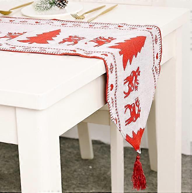 Rectangular Christmas Tablecloth Polyester 35*180m Christmas Tree Patterns for Christmas Table DecorationPrinted Christmas Tablecloth Absorbent Tablec