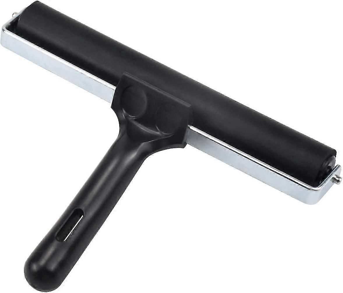 Ink Roller, 21cm Rigid Rubber Roller, Rubber Brayer Roller, Pressure Rollers, Rubber Ink Roller With Metal Frame And Wooden Handle For Linocut