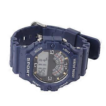 Digitaler Chronograph Sportuhr für Herren - Klassisches quadratisches Vintage-Design, WR50M wasserdichtes blaues Armband