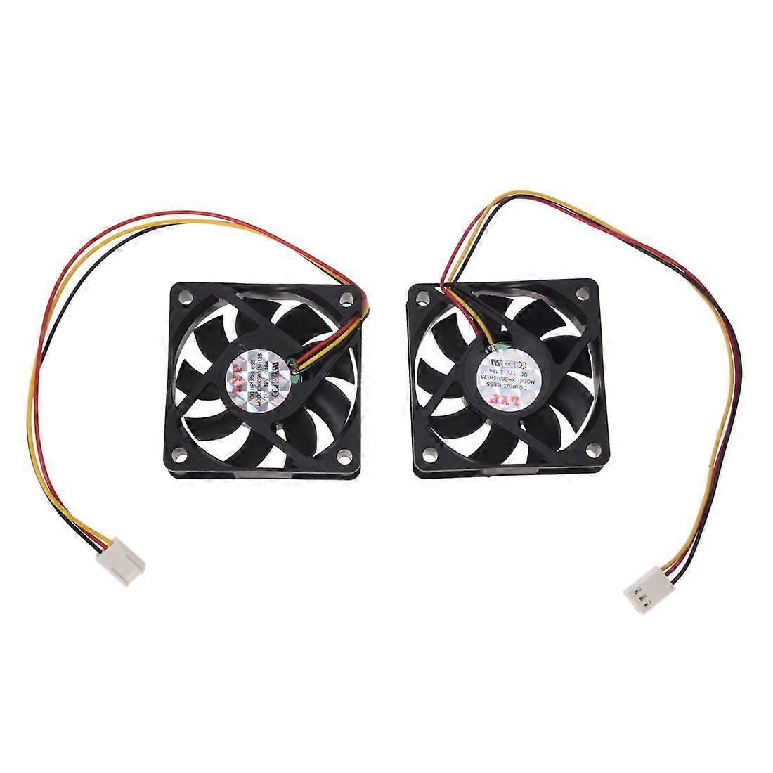 60Mm 6Cm DC 12V 3 Pin Computer Case CPU Cooler Cooling Fan Black 2 Pcs