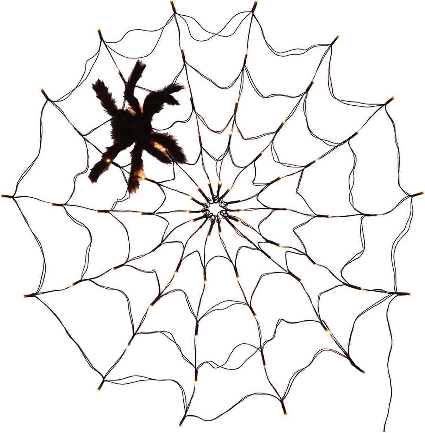 Halloween LED Spider Web Lights - Indoor/Outdoor Ghost String Lights (USB Remote Control, 1 Pack)