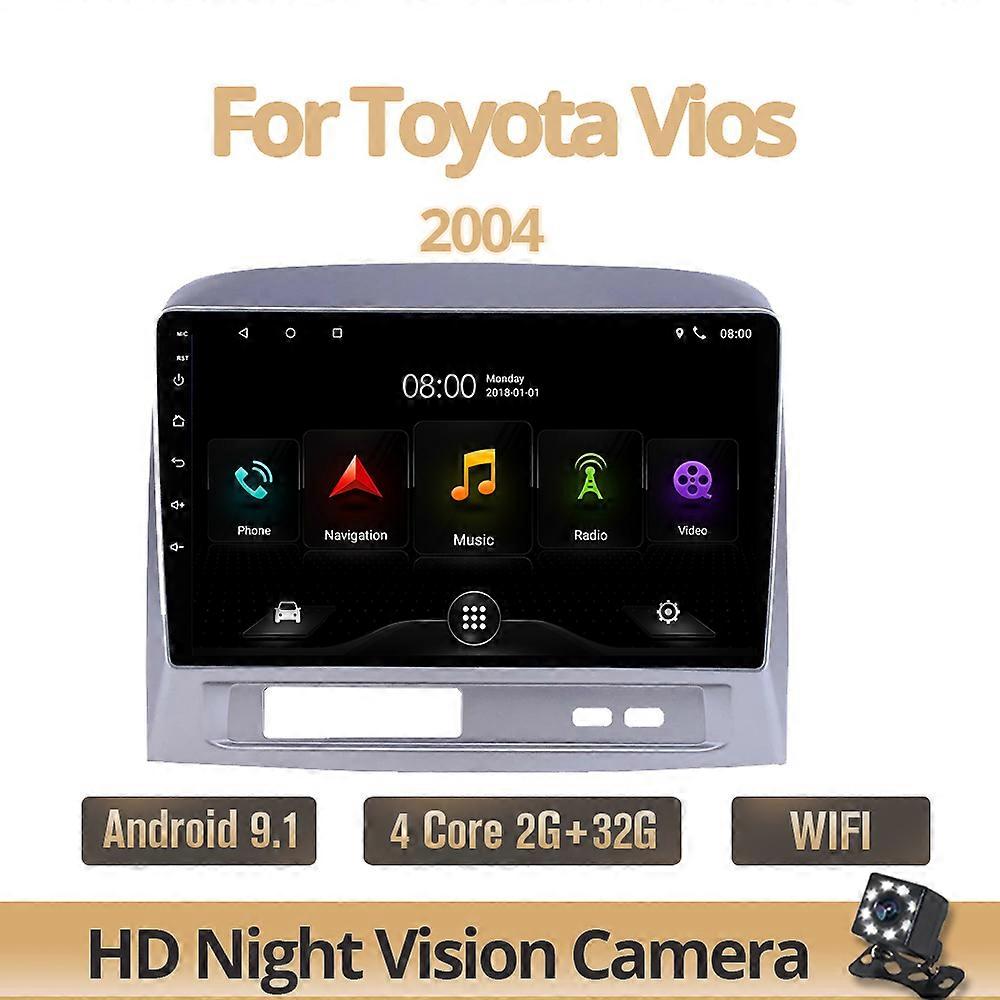 TIEBRO 2 Din Android 10.0 Car Radio For Toyota Vios 2004 Car Video Multimedia Player GPS Navigation NO 2Din DVD
