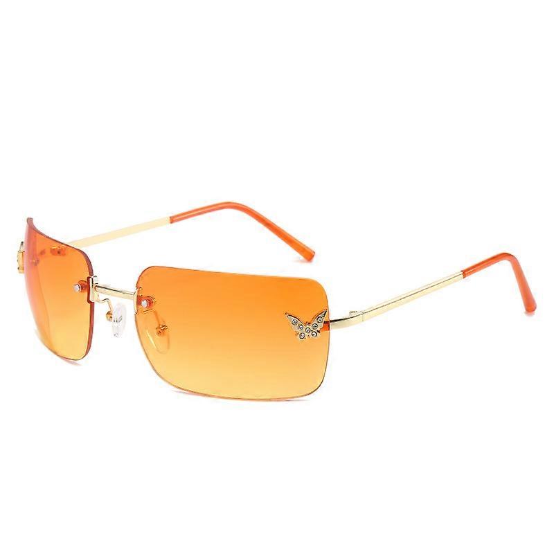 Sunglasses Frameless Fashion Retro Lampshade y2k Glasses Personalized Butterfly Diamond Sunglasses Women A9
