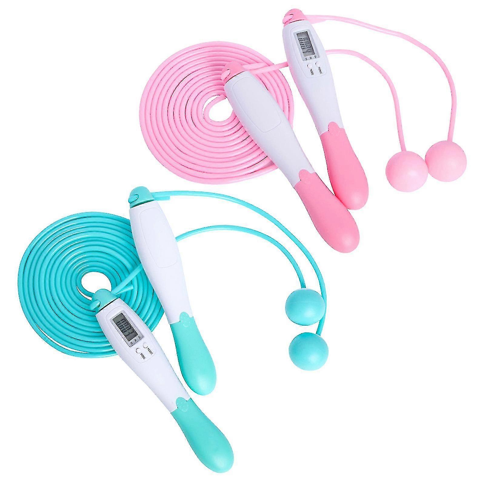 2Pcs Jump Rope With Calorie Counter Fitness Gym Cordless Corded Skipping Rope Smart Counting