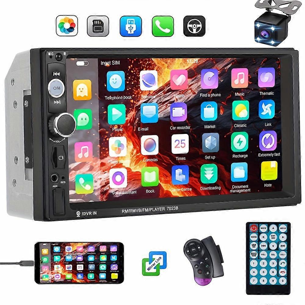 Double Din Wireless Car Stereo Radio 7" HD Touch Screen Autoradio Car MP5 Player Support SD/FM/ USB/AUX/ Mirror Link Function Rear View Camera