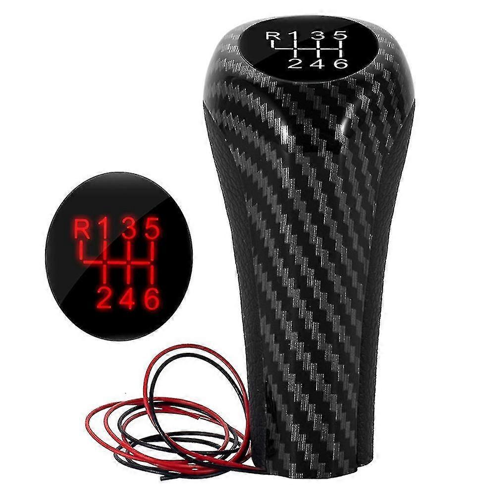 Carbon Fiber 6 Speed Manual Shift Knob W/led Red Backlight Leather Shifter Lever For E46 E90 E91 E9