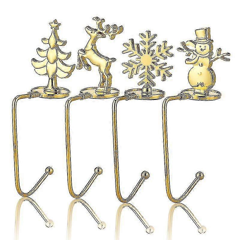 4pcs Christmas Stocking Hanger Hook Metal Mantel Rack