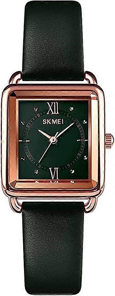 Square Watches for Women Slim Light Leather Band Small Waterproof Fashion Casual Simple Quartz Analog Wrist Watch Gifts 1702-green
