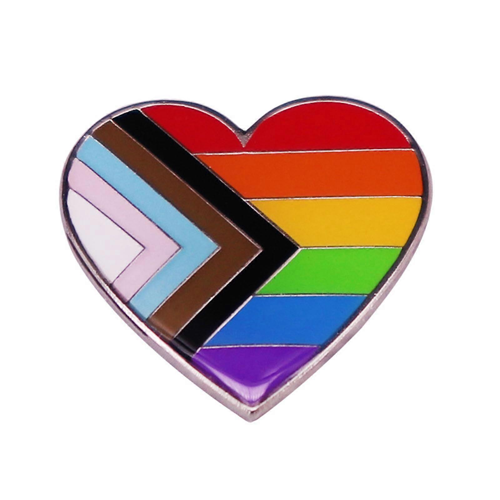 Transgender Flag Lapel Pin Rainbow Heart Brooch Progress Pride Support Pin