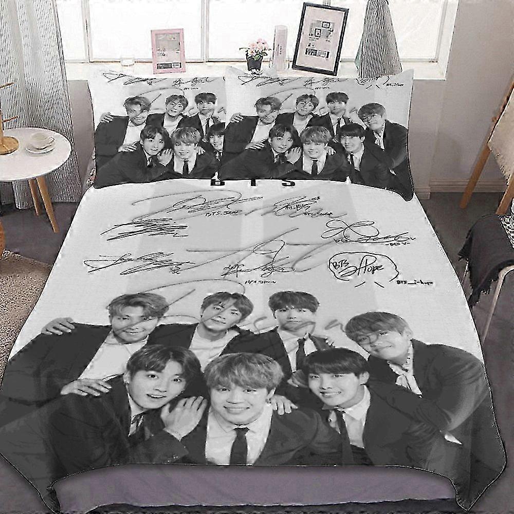 n1403 Lençóis Kpop B Conjunto de capa de edredomConjunto de cama de 3 peças Macio e confortável Conjunto de cama macia para quarto (1 capa de edredom e 2 fronhas) Cama Shee