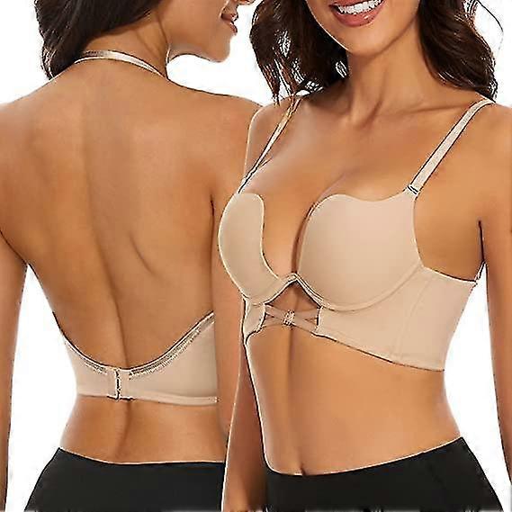 Low Back Bra For Women Low Cut Deep V Plunge Push Up Wire Lifting Bra Multiway Convertible Bra