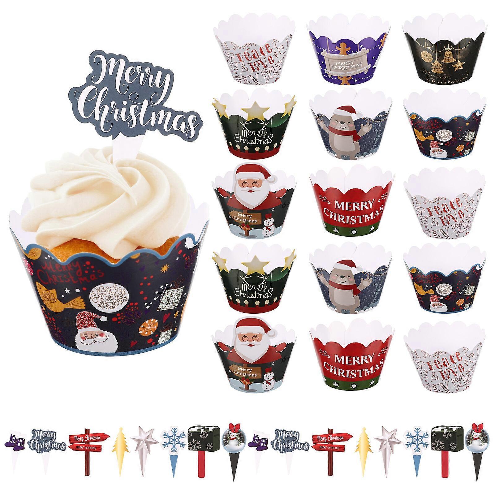 48 Pcs Present Wrapping Paper Paper Cupcake Liners Snowflake Muffin Wrapper