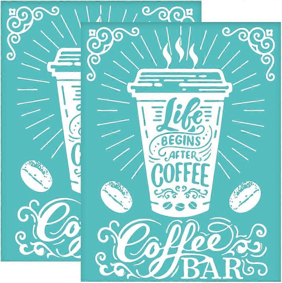 Self-Adhesive Silk Screen Printing Stencil for Painting on Wood DIY Decoration T-Shirt Fabric Turquoise Coffee Pattern 280x220mm