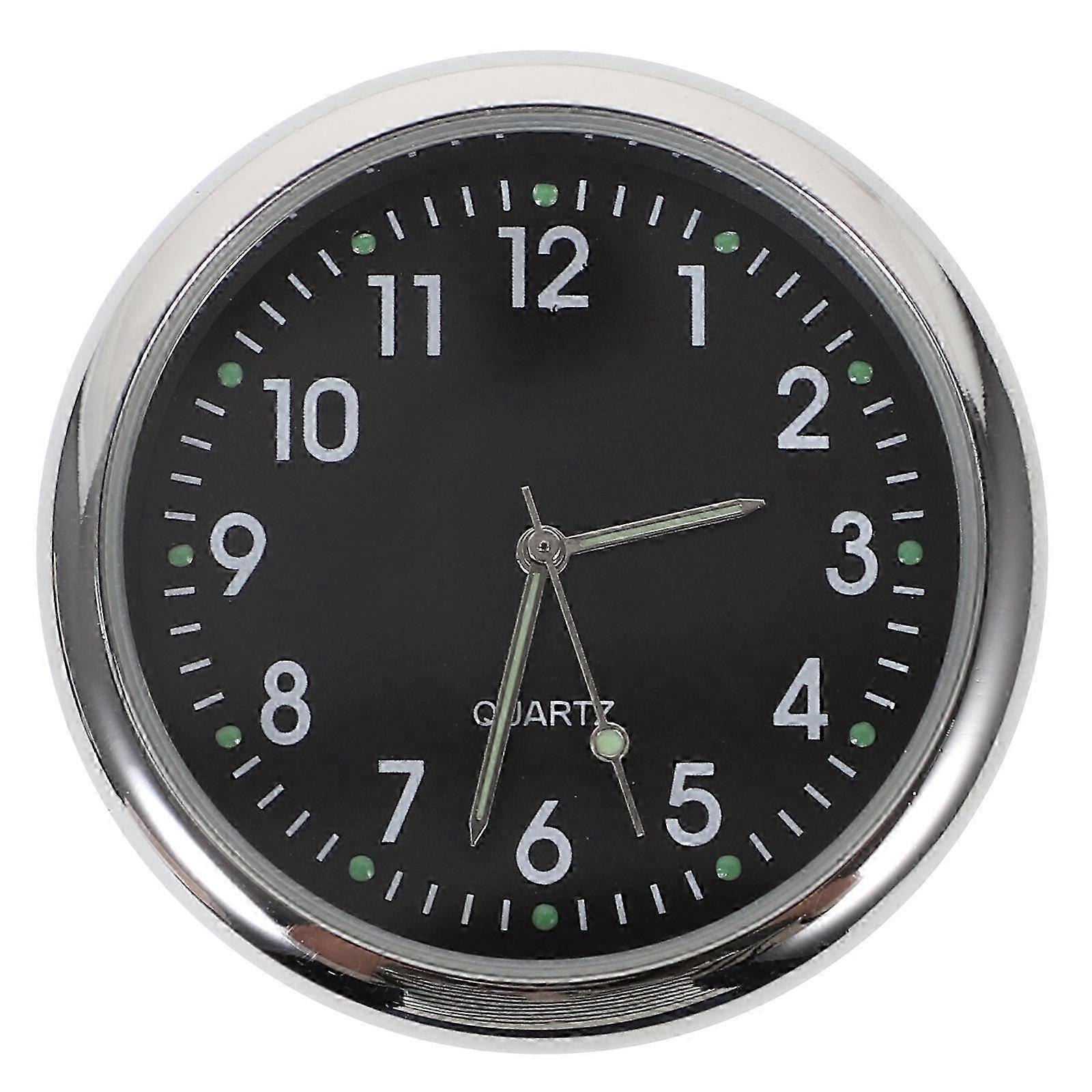Universal Car Dashboard Clock Car Electronic Noctilucent Clock Luminous Pointer For Auto Interior Decoration (Black)