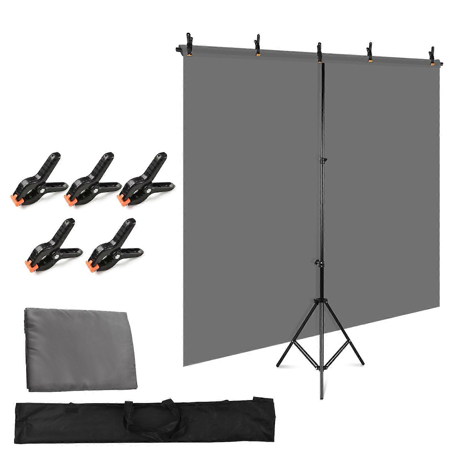 Andoer 5x7ft Solid Color Backdrop Photography Kit with T-Shaped Background Support Green Backdrop for Photo Studio Photography