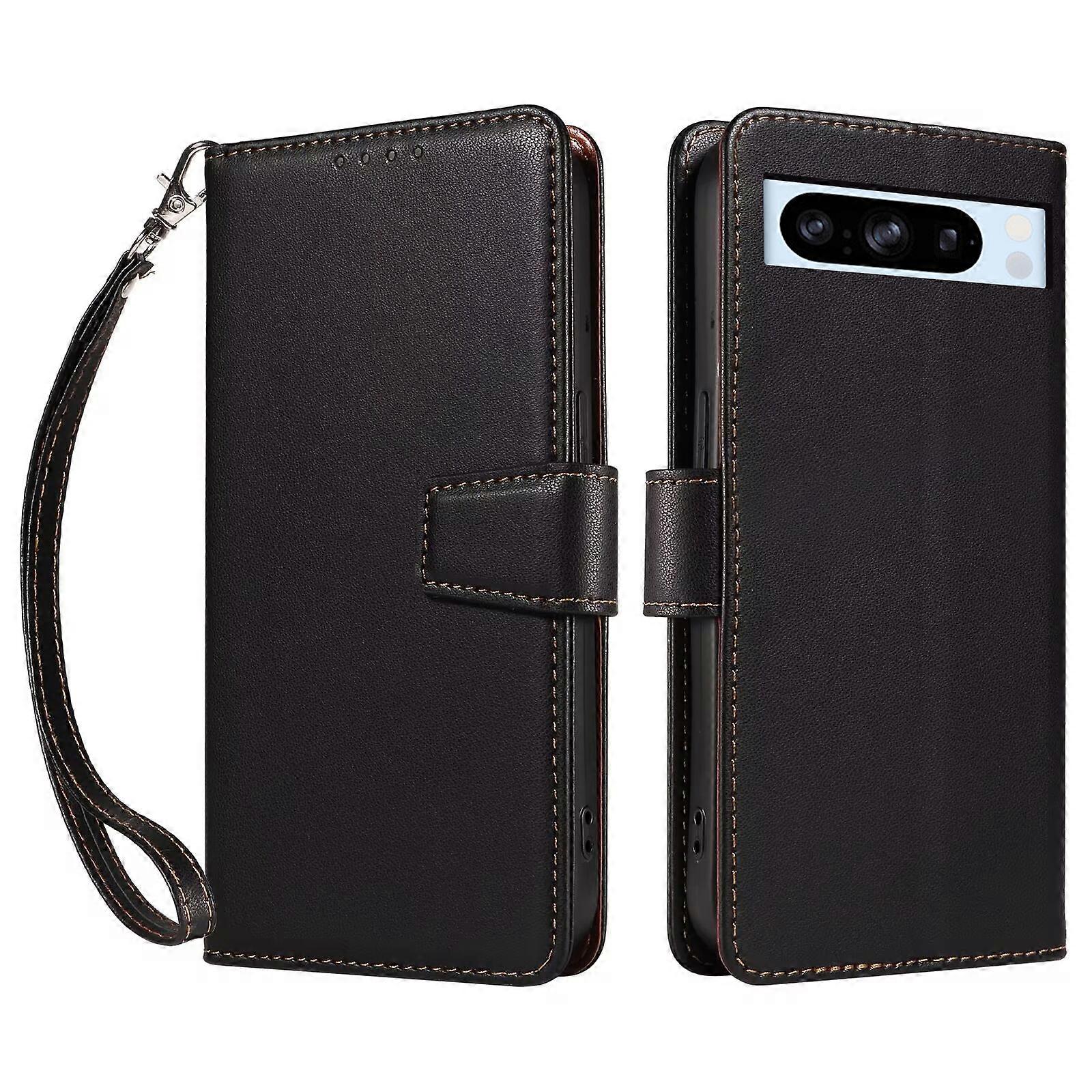 For Google Pixel 8 Pro Case RFID Blocking Leather Wallet Flip Phone Cover with Wrist Strap