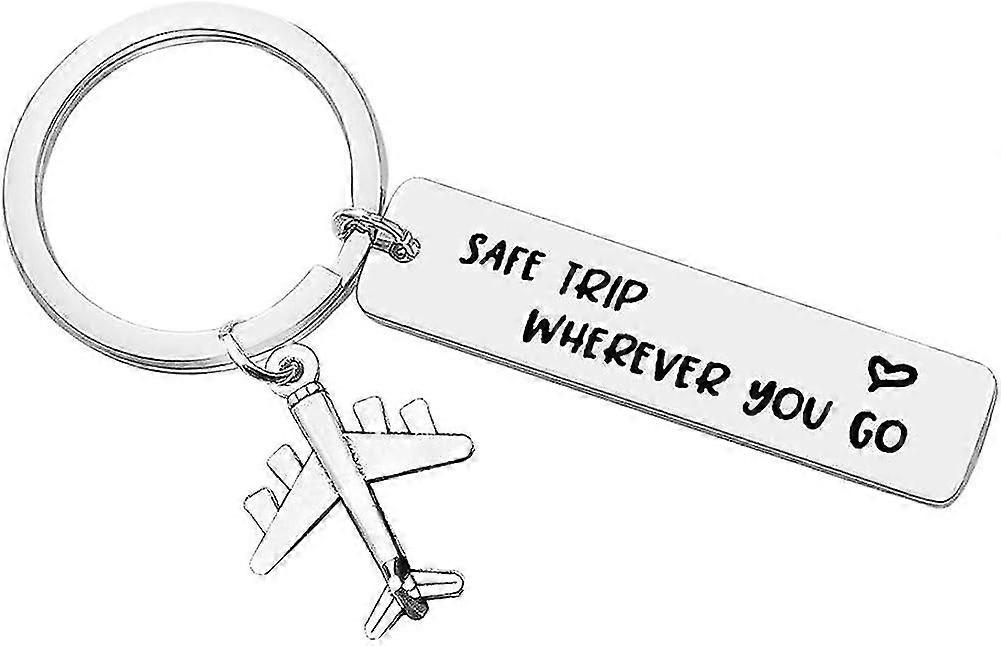 Wherever You Go Keychain - Traveling Keychain Airplane Fly Safe Key Ring Tw