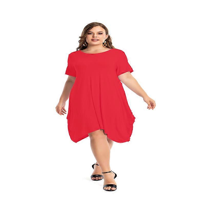 Women Dresses Summer Plus Size Casual Short Sleeve O Neck Party