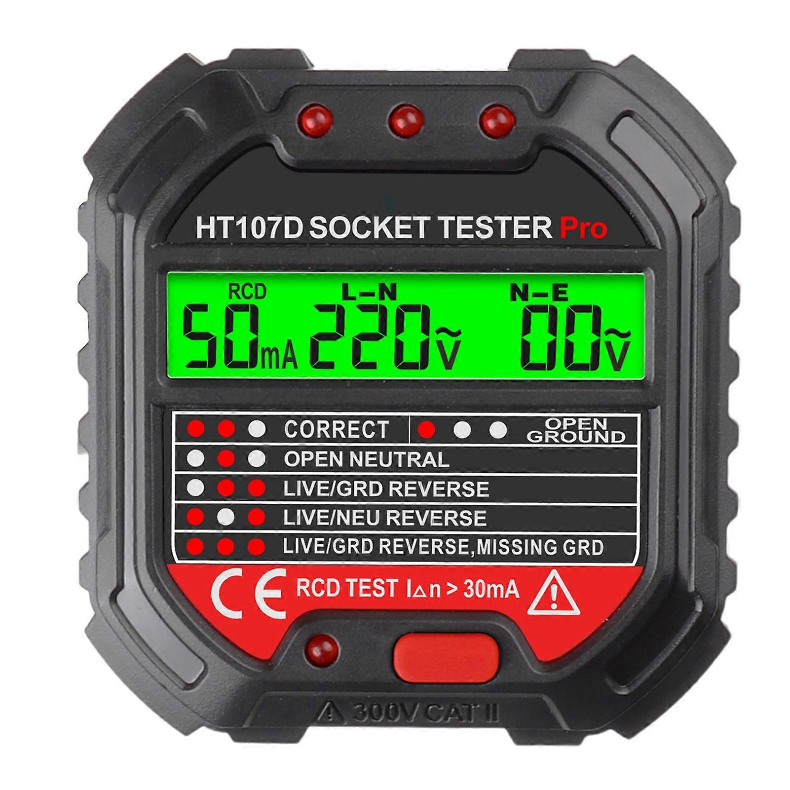 HT107D LCD Display Medição Rápida Plug Play LED Socket Tester Detector de Tomada Testador para Laboratório