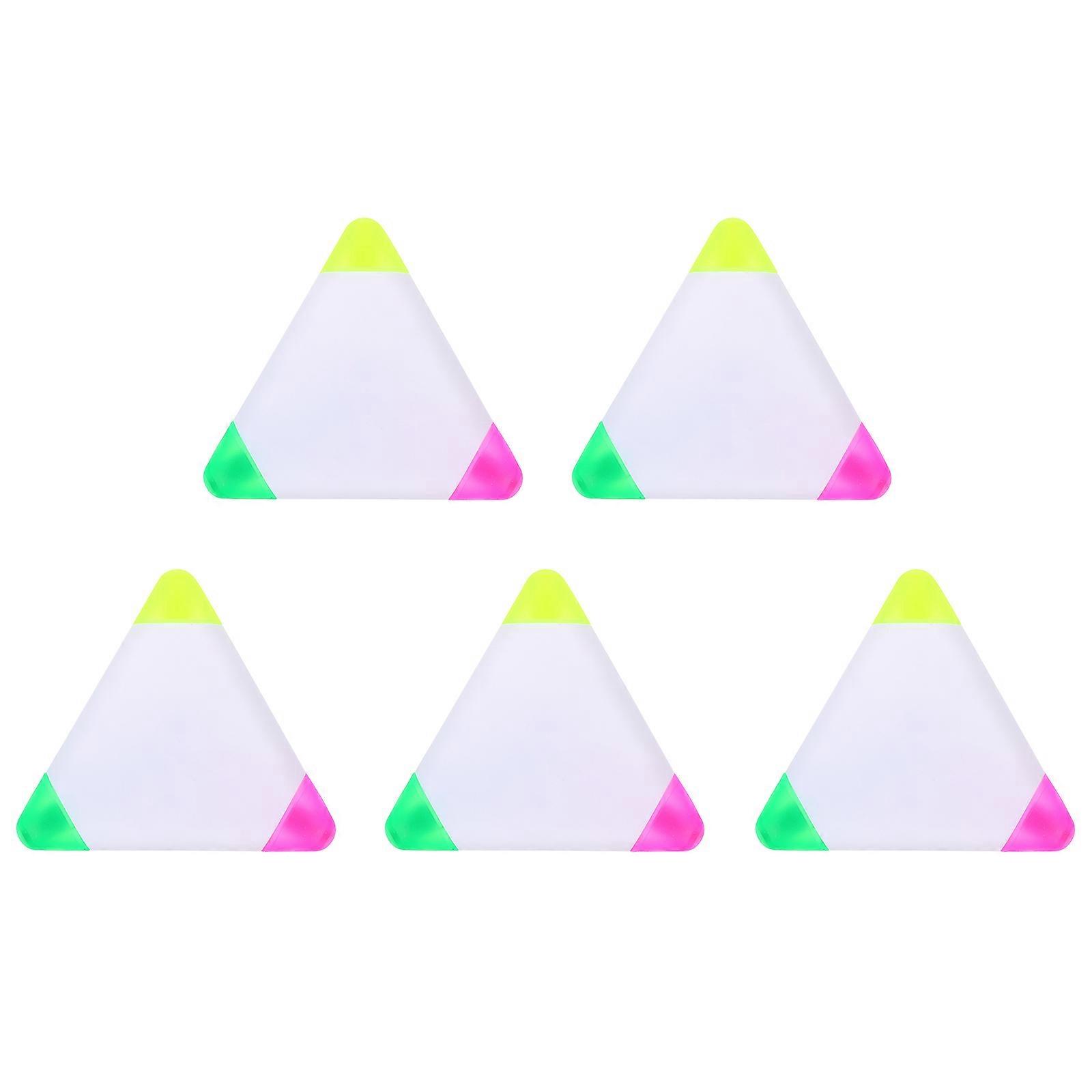 5pcs Highlighter 3-in-1 Lovely Triangle Shape Markers Fluorescent Colors Marker