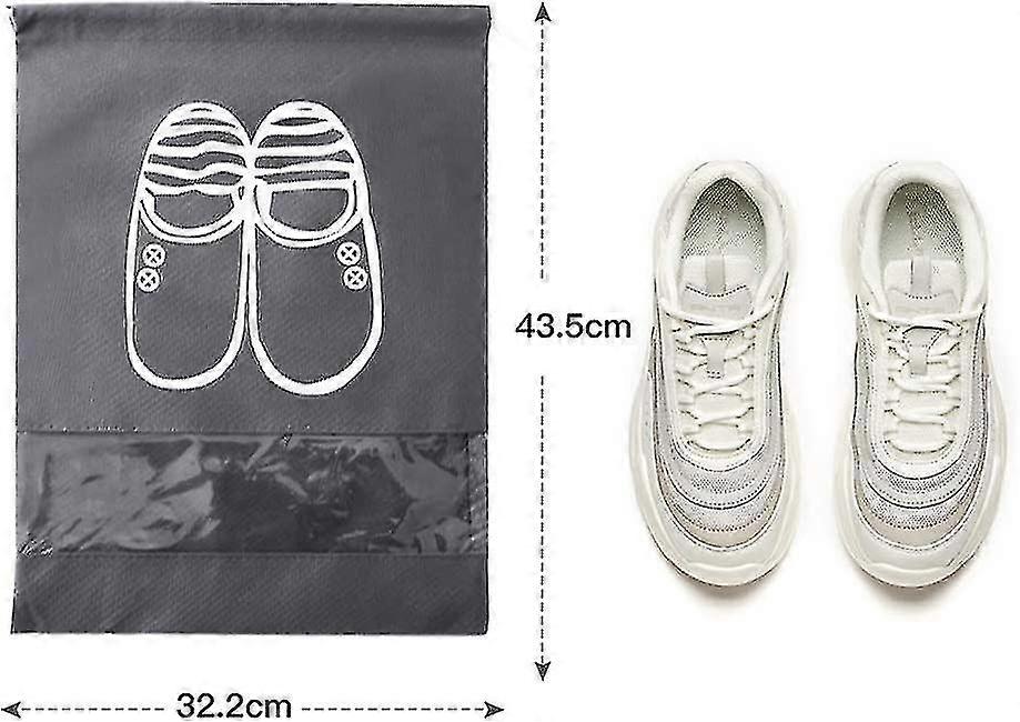 15 Pieces Shoe Bag, Breathable Non-woven Shoe Covers With Drawstring Clear Window Dustproof Compatible For Travel Home