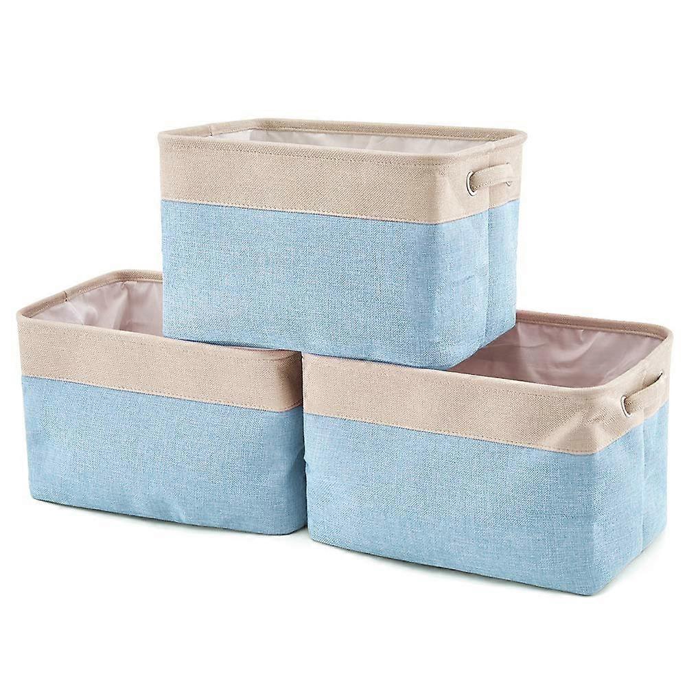Foldable Canvas Storage Basket with Handles - Set of 3