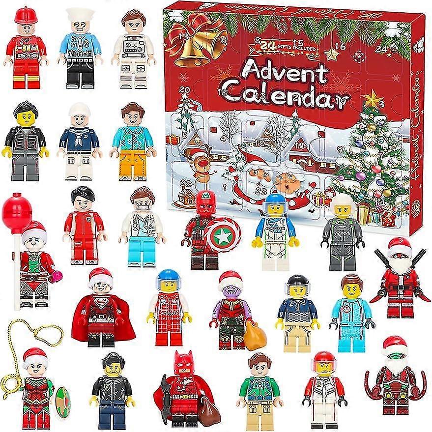 2023 Superhero Advent Calendar Toys 24 Days Christmas Countdown Calendars Include 24pcs Figures Building Toy Surprise Christmas Party Favor Gifts For