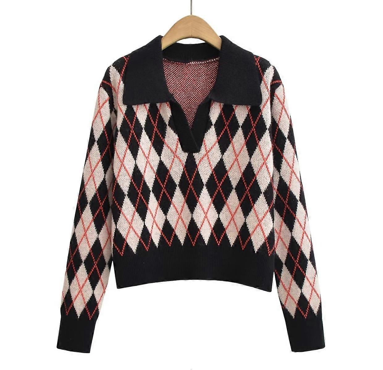 Damen Ansteckfarbe Rhombus Long Sleeve