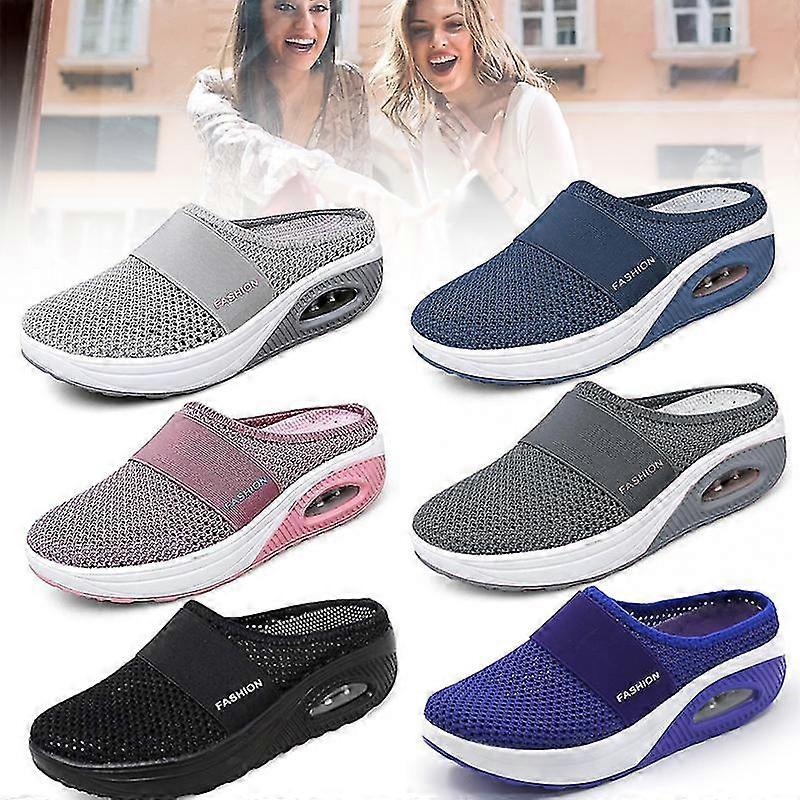 New Air-cushion Heightening Walking Shoes Breathable Leisure Lightweight Mesh Slip-on Walking Shoes Ouldoor and Indoor