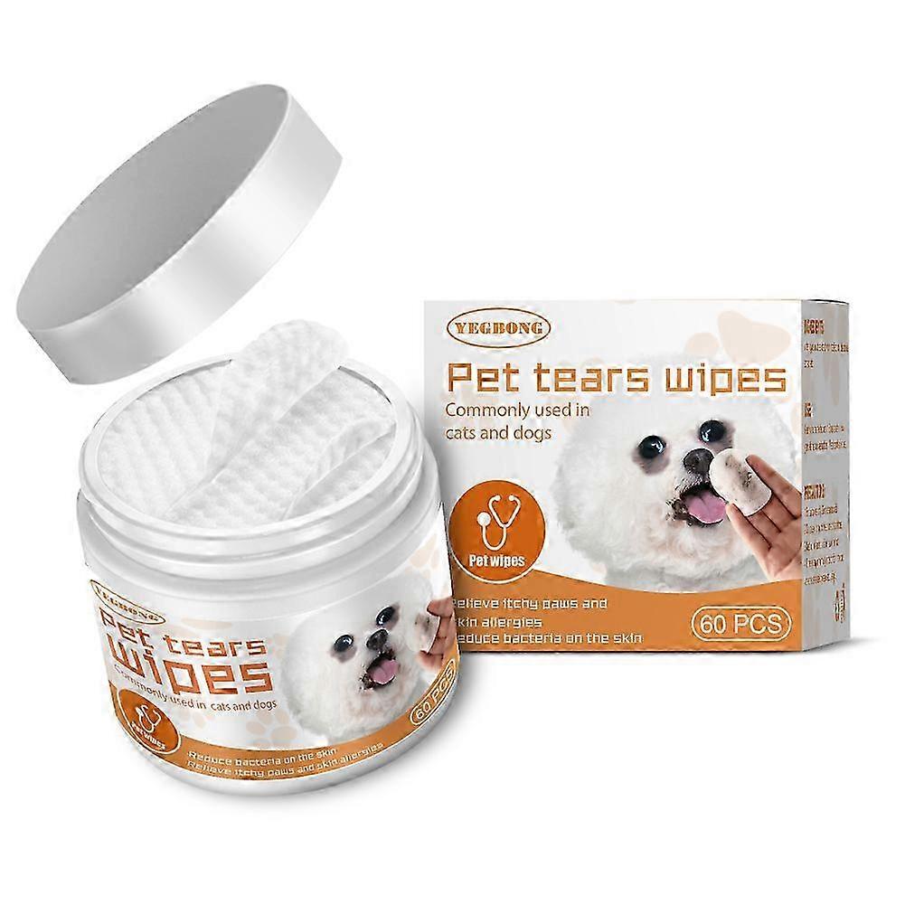 Pet Wet Wipes 60 Count for Cat Dog Eye Stain Cleaning Pads Portable Wet Pads Tow