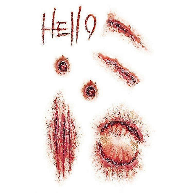Halloween Open Wounds Tattoo Set, 8 Pcs