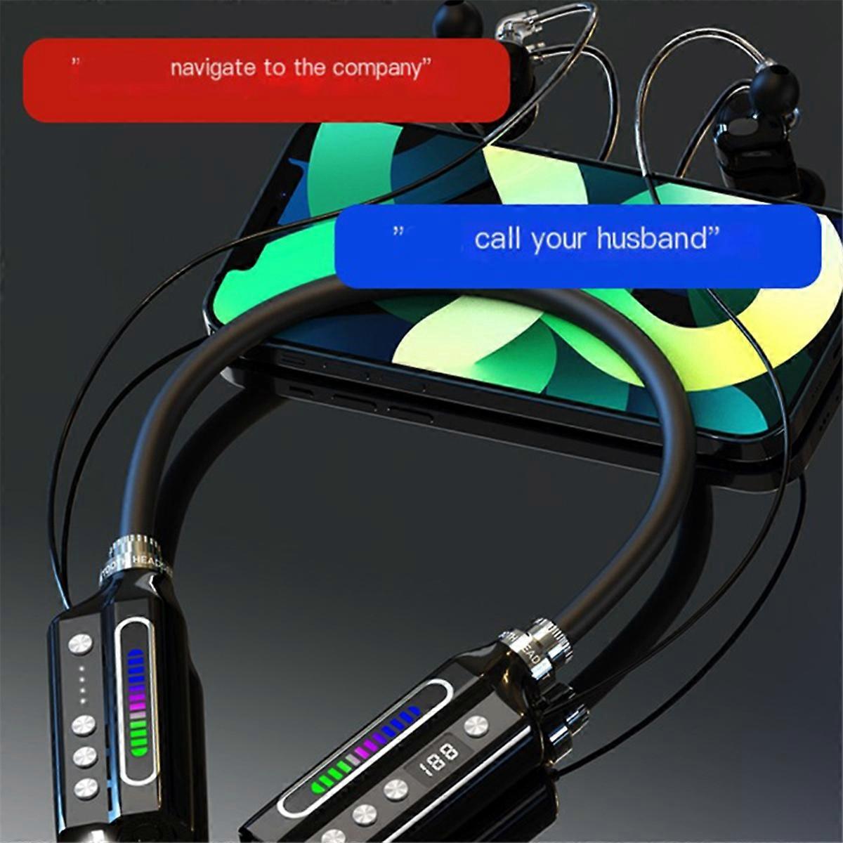 Wireless Bluetooth5.3 Anchor Headset Display Voice Control Headset High Sound Quality Neck Style:Se
