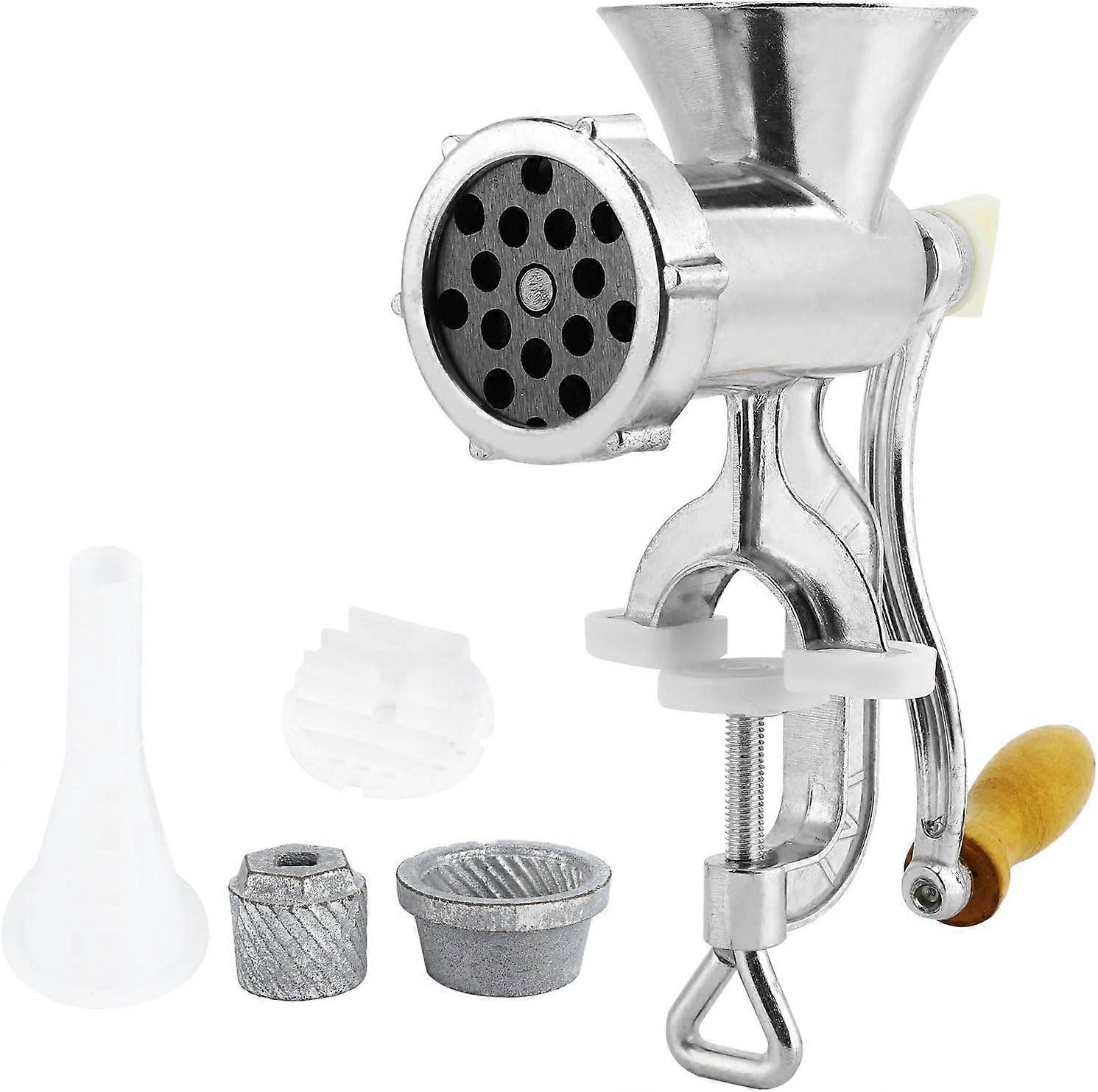 Aluminum Manual Meat Grinder with Hand Crank, Heavy-Duty Kitchen Appliance for Sausage and Burger Making