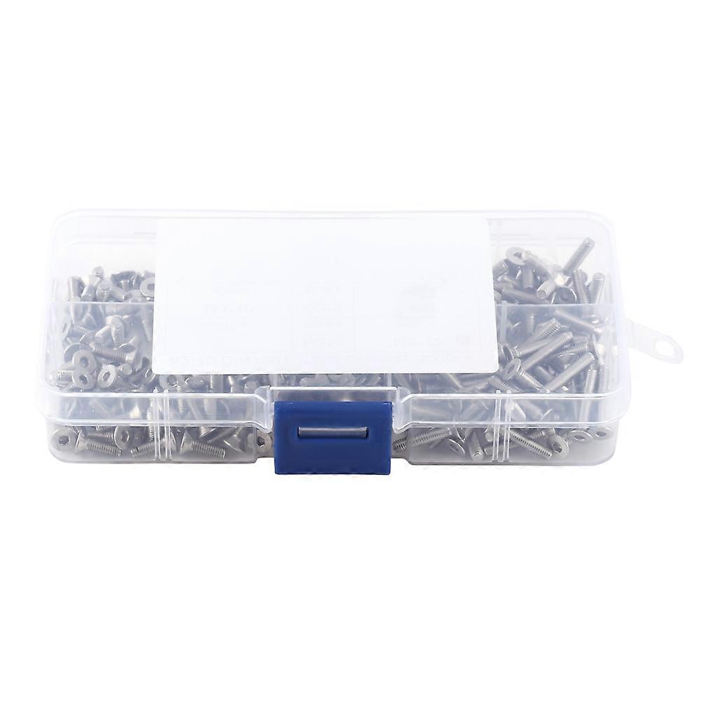 300pcs M3 Hex Socket Flat Head Stainless Steel SS304 Screw Bolt Assortment In Box