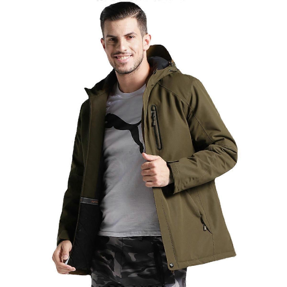 Man Electronic Usb Heated Jacket Intelligent Heating Hooded Work Motorcycle Skiing Riding Coat