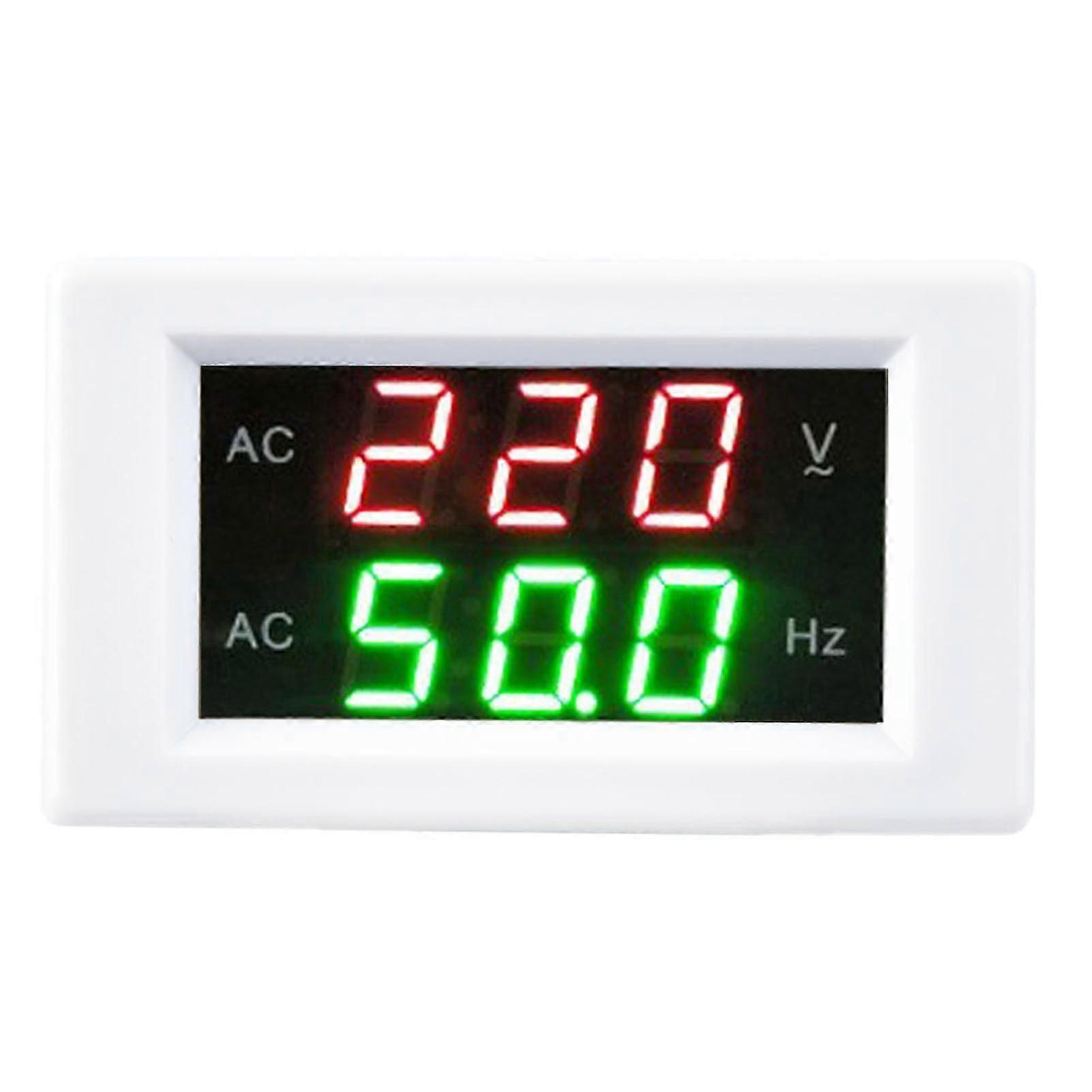 Generator Dual Display LED Digital AC Voltmeter Frequency Meter Testing Tool(White)