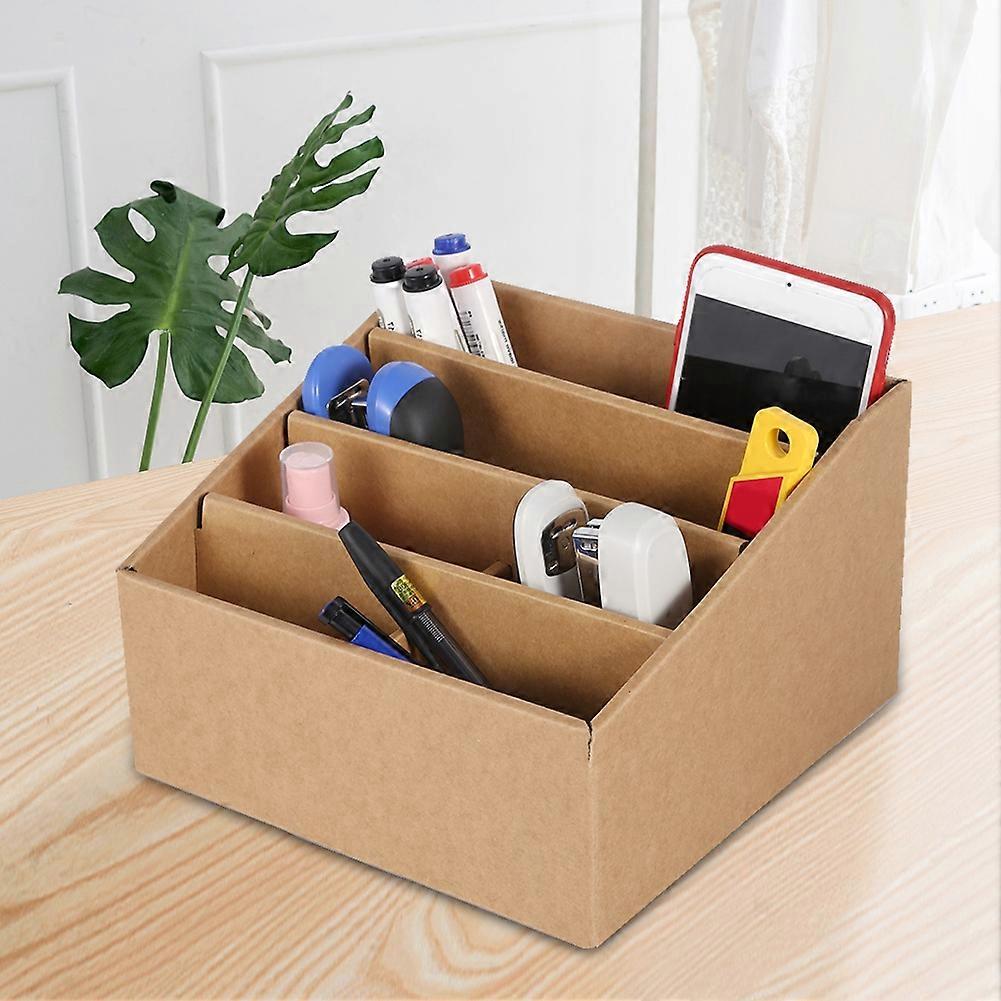 8-Compartment Desktop File Storage Foldable Cardboard Box for School Ofiice Home Use