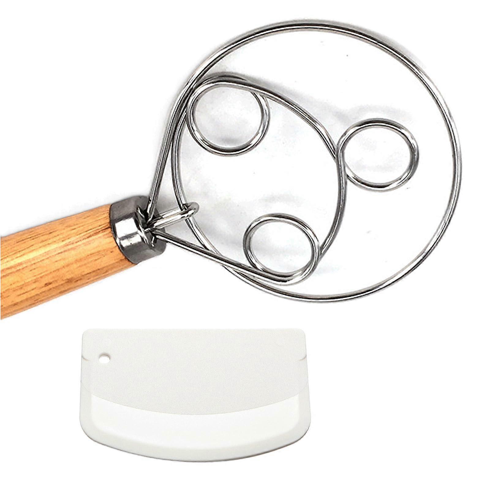 Danish dough whisk with wooden handle for bread