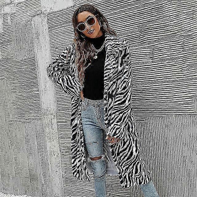Mandylandy Høst Ull Zebra Print Coat Ny mote Lang ullfrakk Slank type Kvinne Vinterulljakker Kvinnelig yttertøy