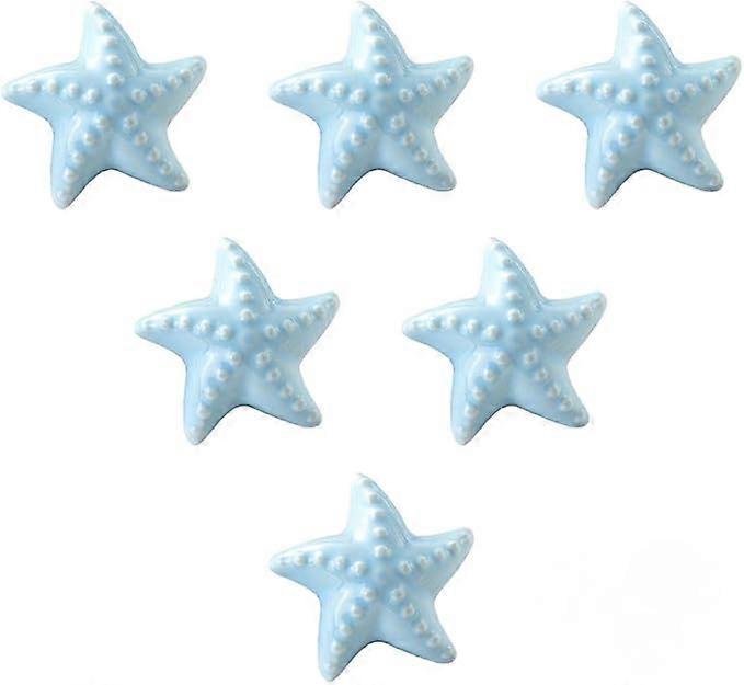 Set of 6 Starfish Ceramic Drawer Pulls Knobs for Kids Room